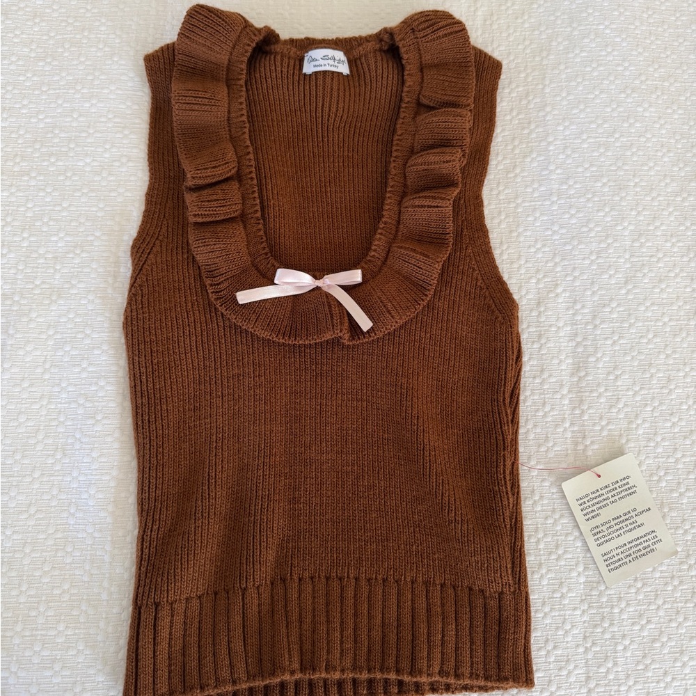 Miss Selfridge Brown Ruffle Tank Top - Picture 3 of 5
